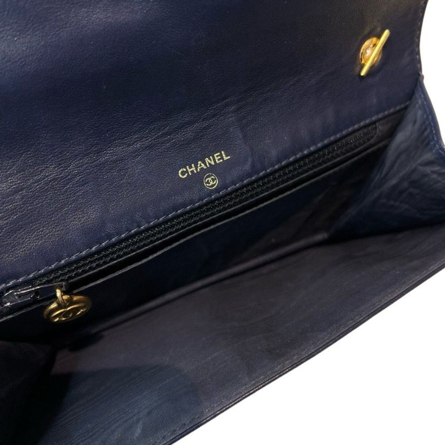 Chanel香奈兒牛仔雙Clogo鏈條肩背包-17