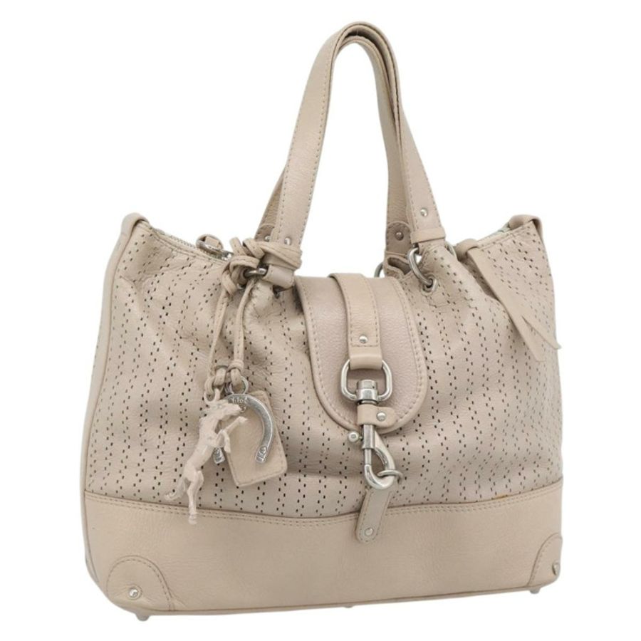 【日本直送】Chloe Kerala 手提包 皮革 米色 銀色 正品 187518V-0