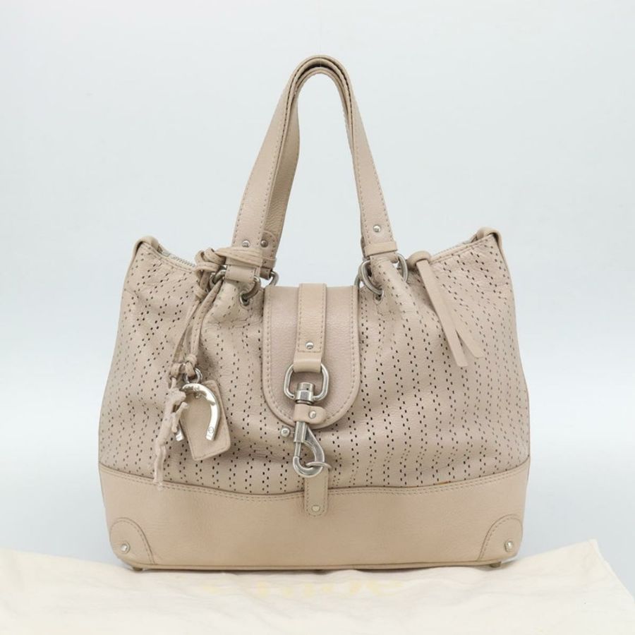 【日本直送】Chloe Kerala 手提包 皮革 米色 銀色 正品 187518V-11