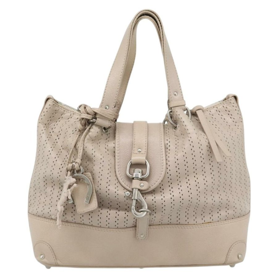 【日本直送】Chloe Kerala 手提包 皮革 米色 銀色 正品 187518V-12