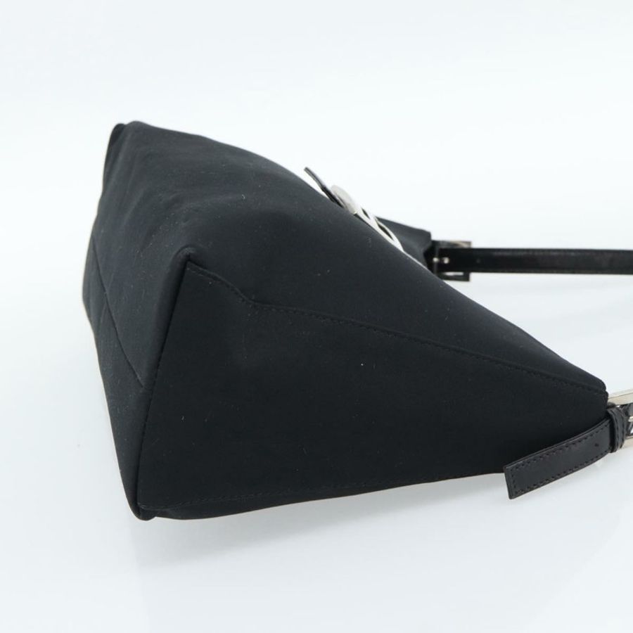 【日本直送】FENDI Mamma Baguette 單肩包 棉質針織布 黑色 銀色 正品 187506V-3