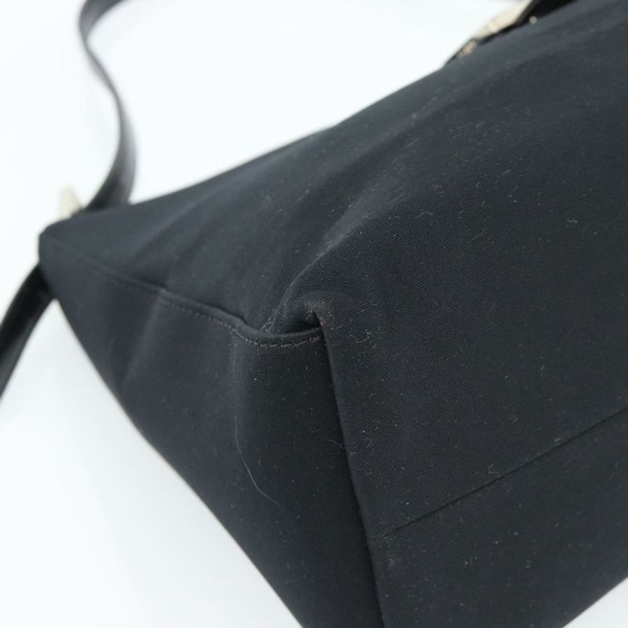【日本直送】FENDI Mamma Baguette 單肩包 棉質針織布 黑色 銀色 正品 187506V-13
