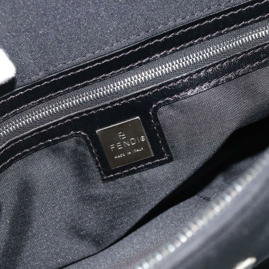 【日本直送】FENDI Mamma Baguette 單肩包 棉質針織布 黑色 銀色 正品 187506V-16