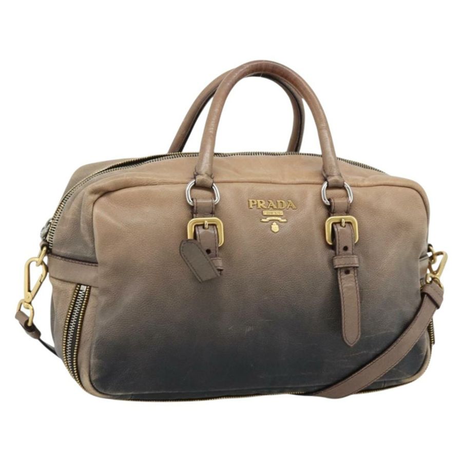 【日本直送】PRADA 手提包 皮革 兩用 米色 金色 正品 187498A-0