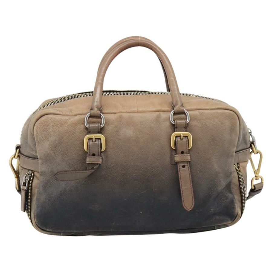【日本直送】PRADA 手提包 皮革 兩用 米色 金色 正品 187498A-1