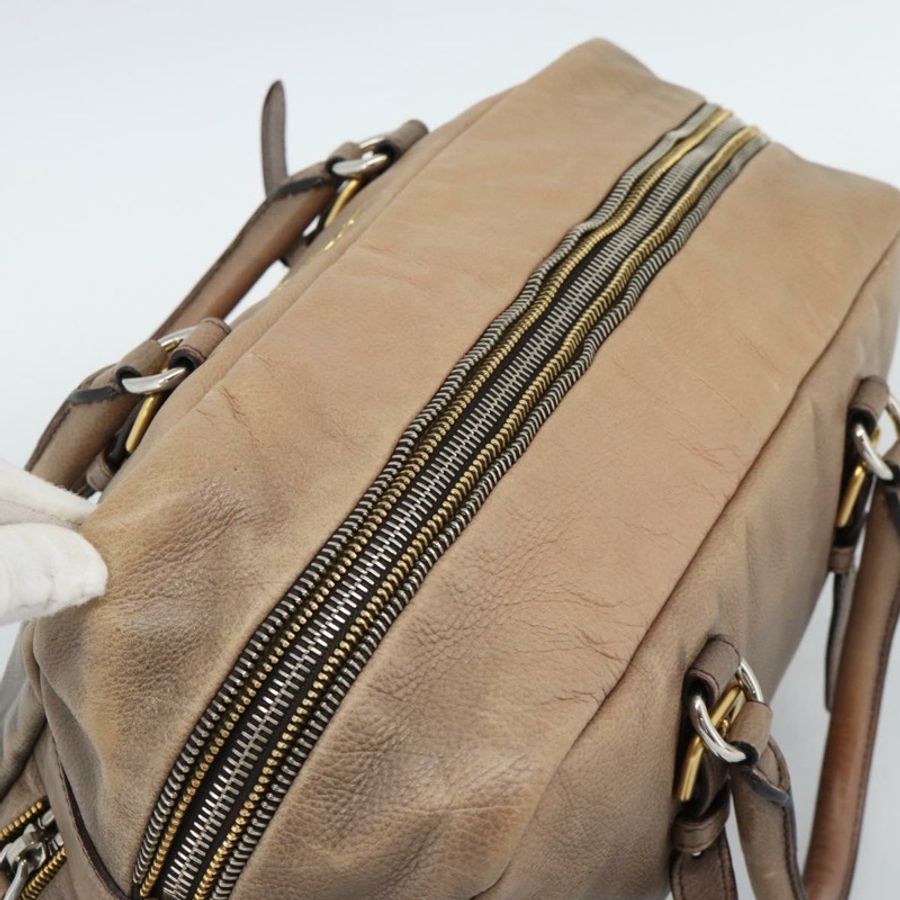 【日本直送】PRADA 手提包 皮革 兩用 米色 金色 正品 187498A-5