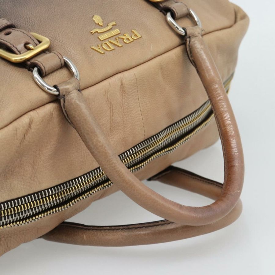 【日本直送】PRADA 手提包 皮革 兩用 米色 金色 正品 187498A-6