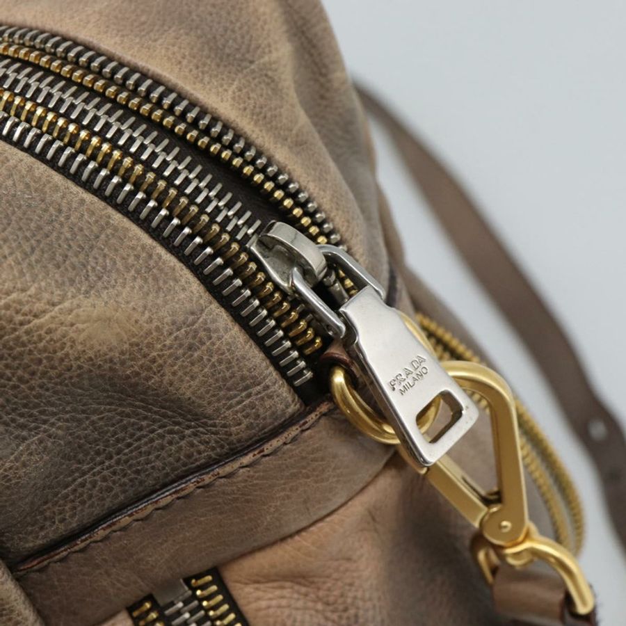 【日本直送】PRADA 手提包 皮革 兩用 米色 金色 正品 187498A-17