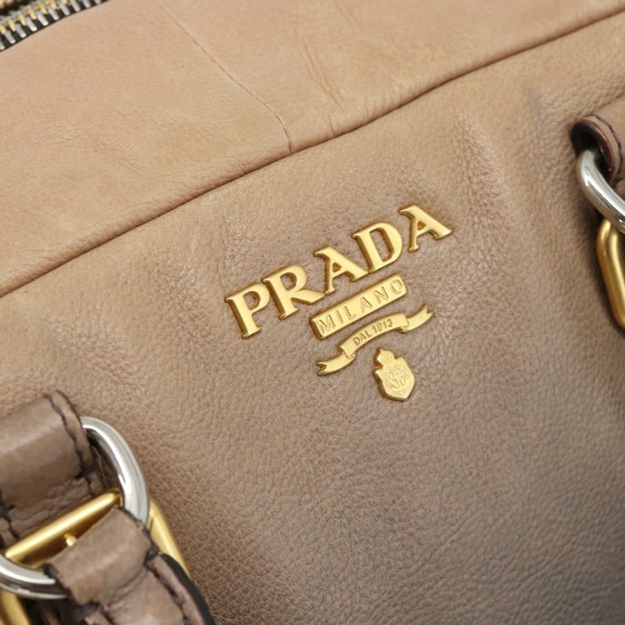 【日本直送】PRADA 手提包 皮革 兩用 米色 金色 正品 187498A-18