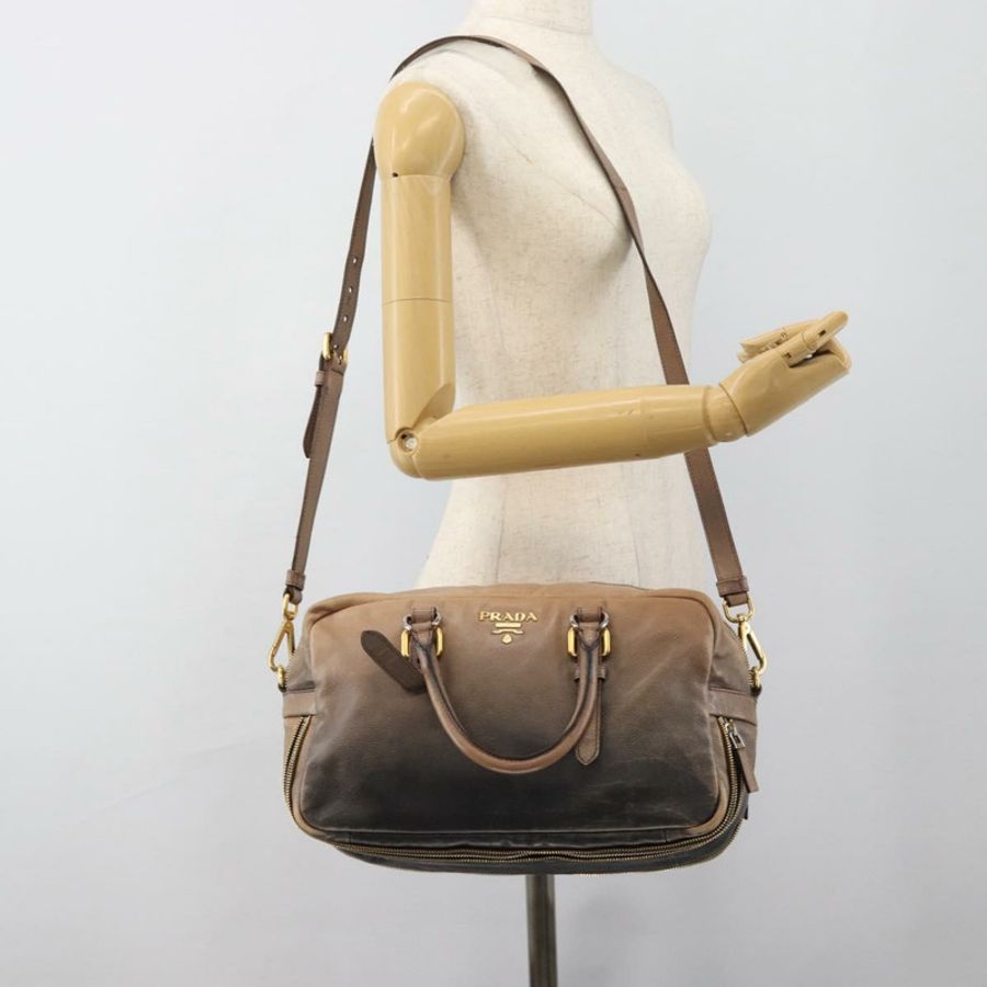 【日本直送】PRADA 手提包 皮革 兩用 米色 金色 正品 187498A-24