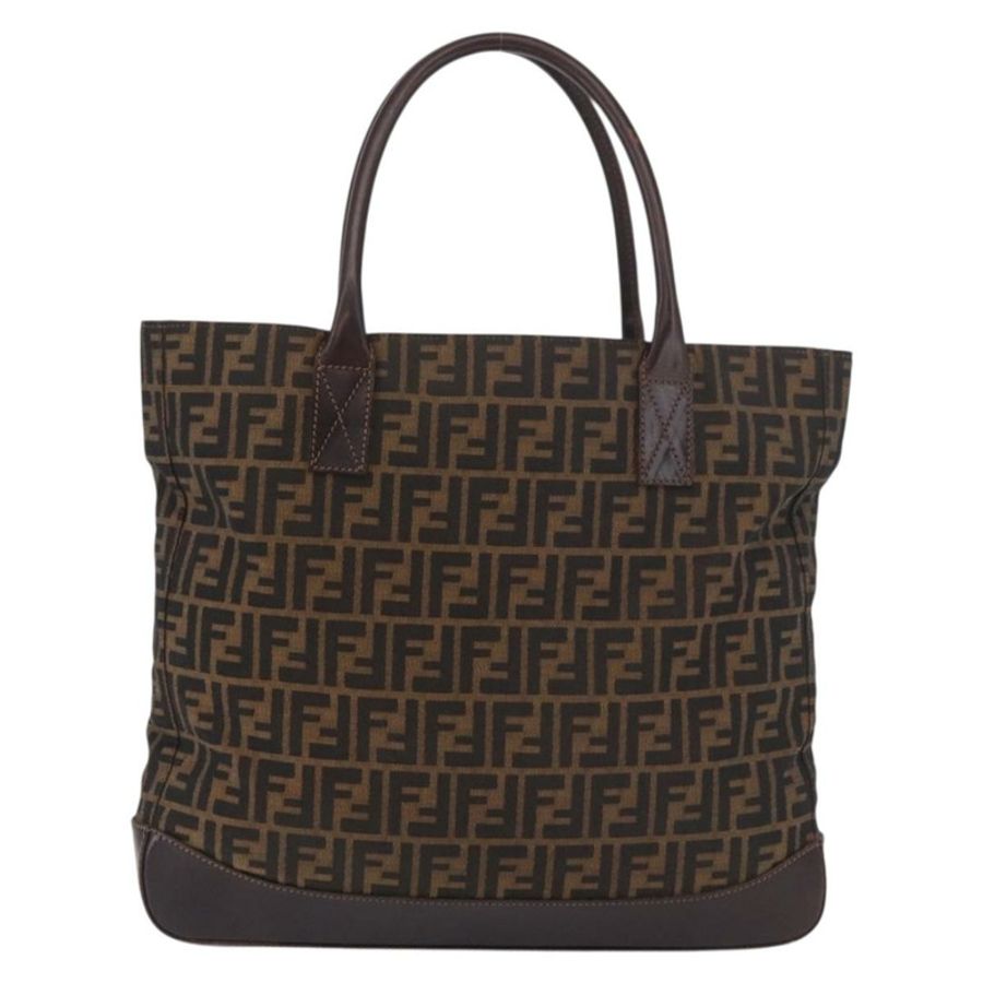 【日本直送】FENDI Zucca帆布手提包 黑色棕色 正品 187577A-12