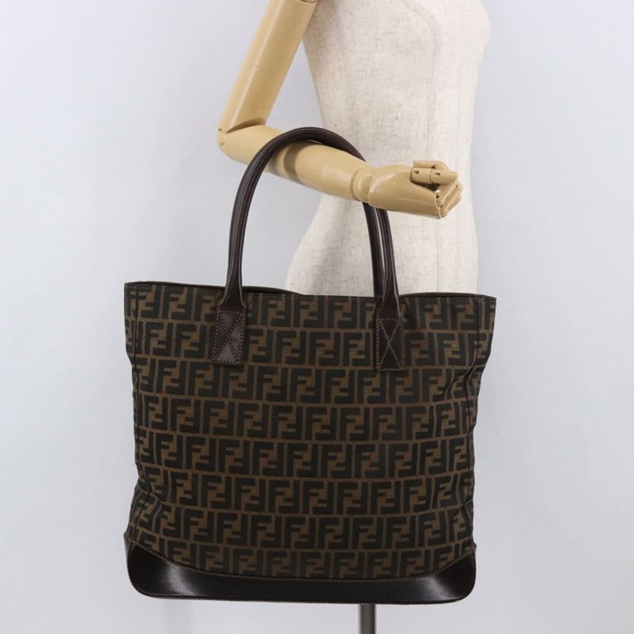 【日本直送】FENDI Zucca帆布手提包 黑色棕色 正品 187577A-21