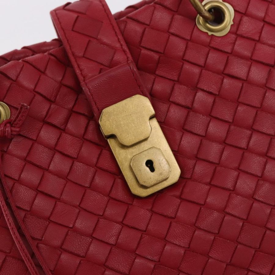 【日本直送】BOTTEGA VENETA INTRECCIATO 手袋 皮革 紅色 金色 正品 187567A-16