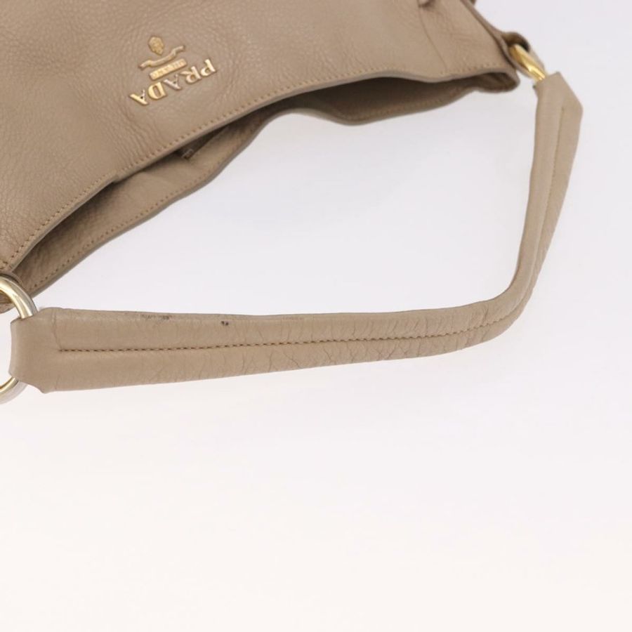 【日本直送】PRADA 手提包 Vittero Dino 皮革 米色 金色 正品 187572A-6