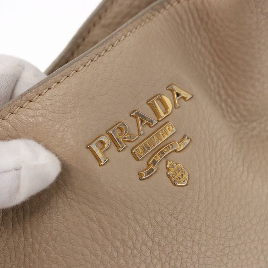 【日本直送】PRADA 手提包 Vittero Dino 皮革 米色 金色 正品 187572A-17