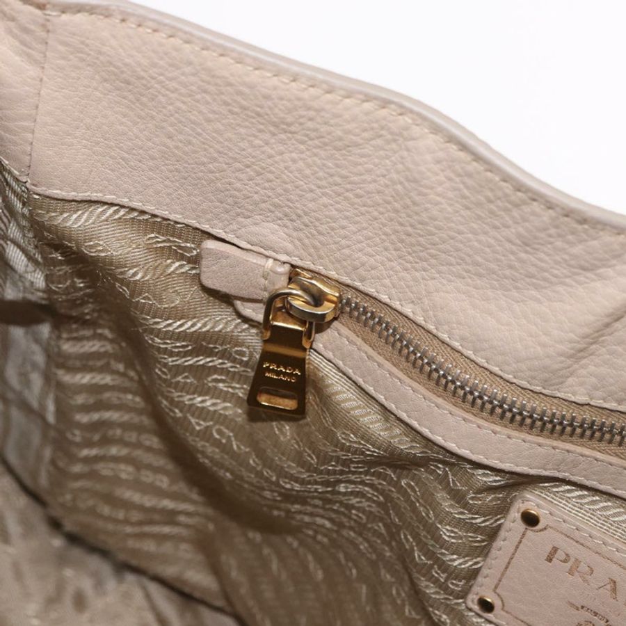 【日本直送】PRADA 手提包 Vittero Dino 皮革 米色 金色 正品 187572A-21