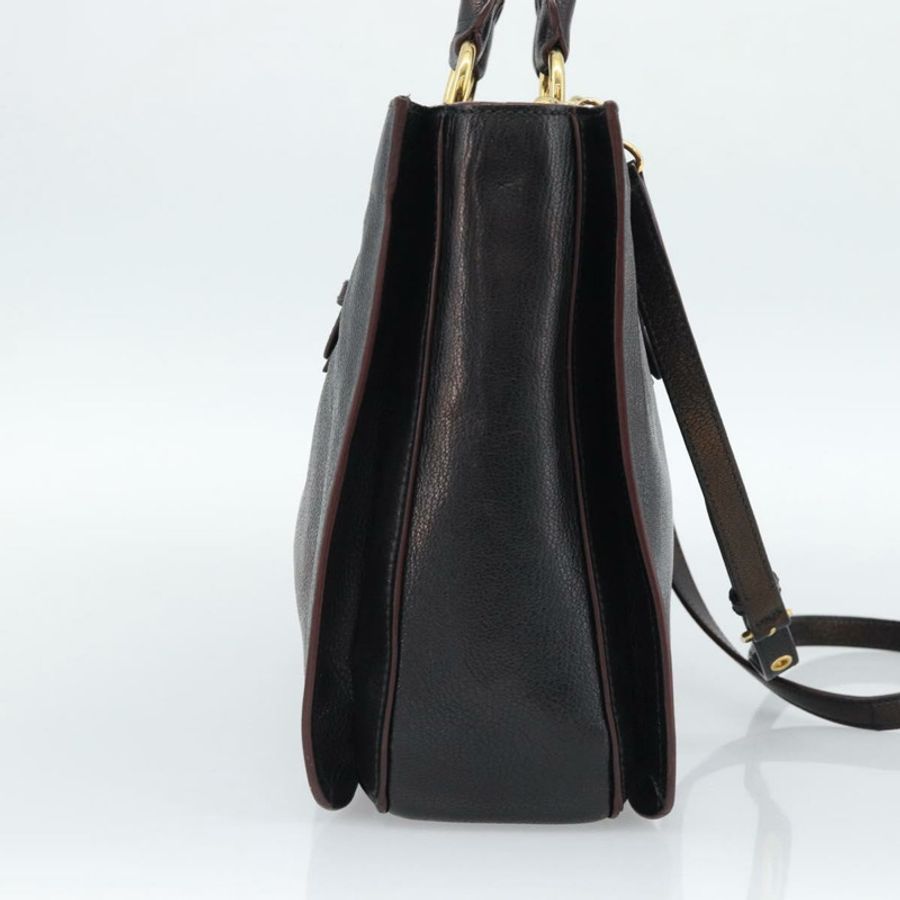 【日本直送】Miu Miu Madras 手提包 皮革 2way 黑色 金色 Auth 187556A-2