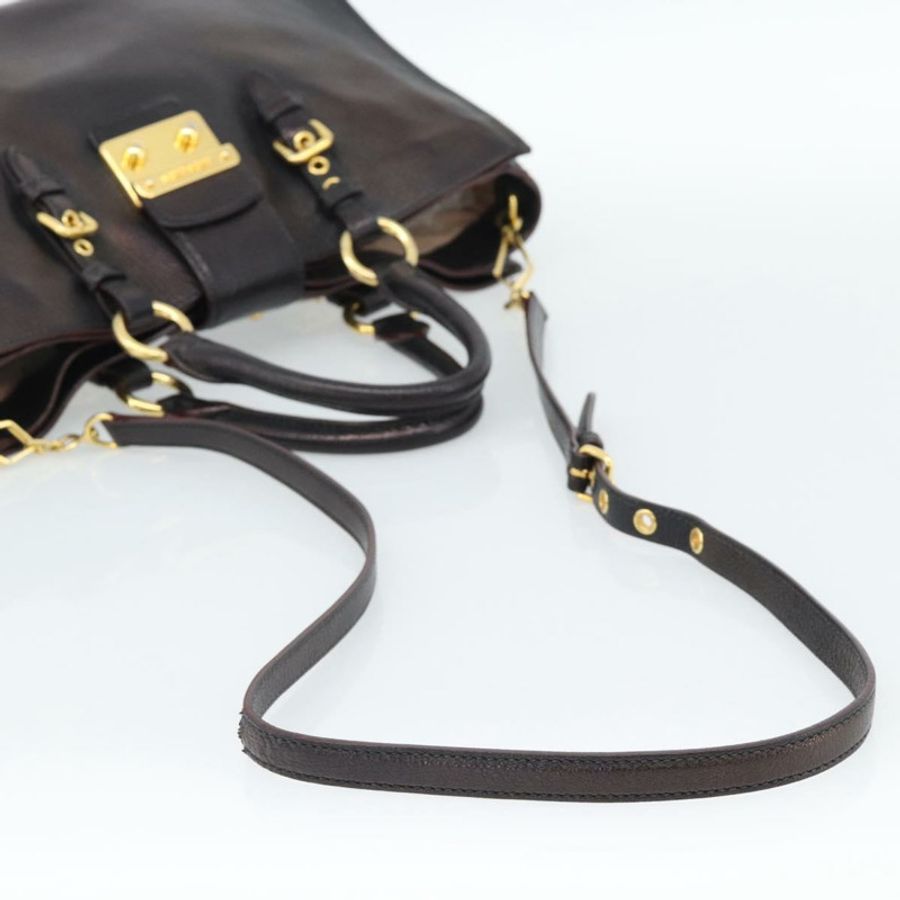 【日本直送】Miu Miu Madras 手提包 皮革 2way 黑色 金色 Auth 187556A-7