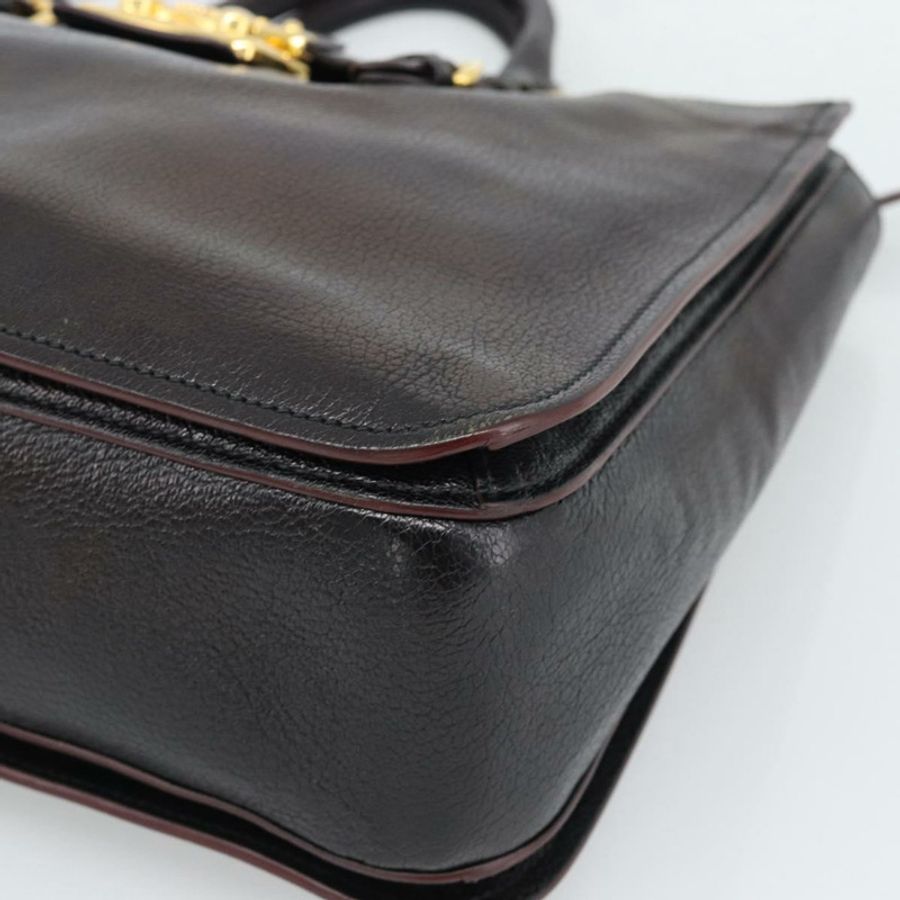 【日本直送】Miu Miu Madras 手提包 皮革 2way 黑色 金色 Auth 187556A-8