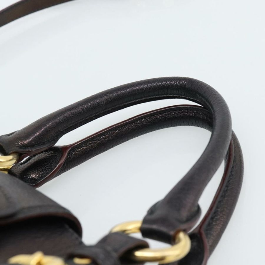【日本直送】Miu Miu Madras 手提包 皮革 2way 黑色 金色 Auth 187556A-13