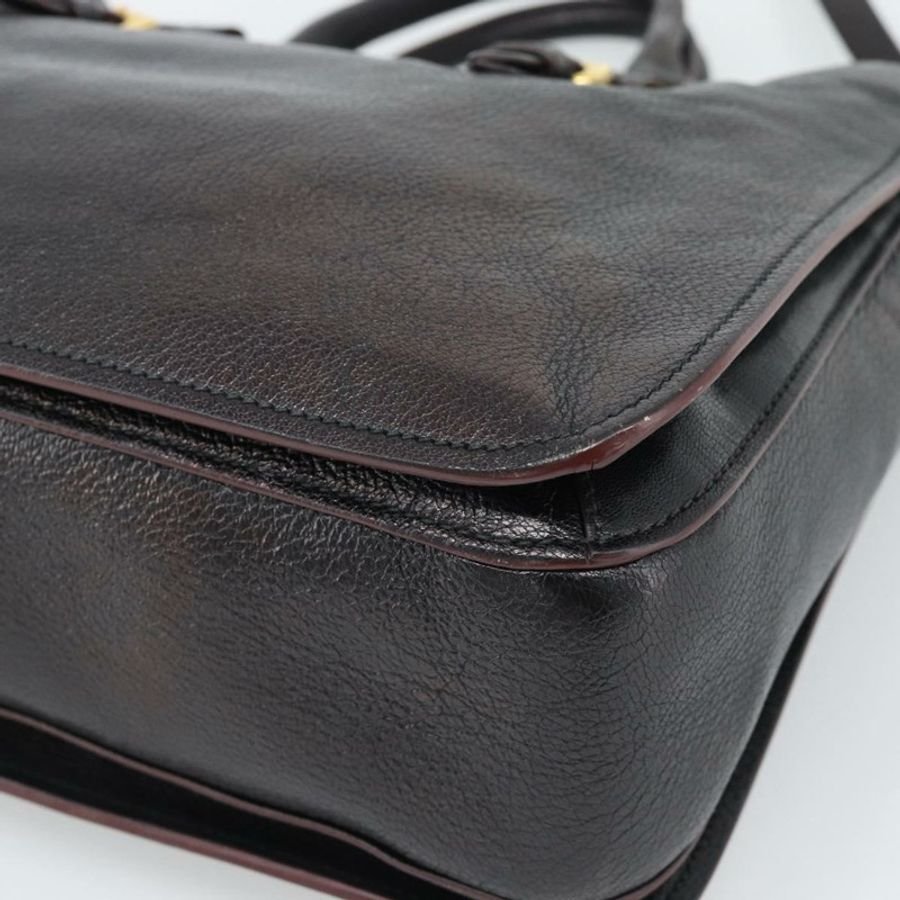 【日本直送】Miu Miu Madras 手提包 皮革 2way 黑色 金色 Auth 187556A-16
