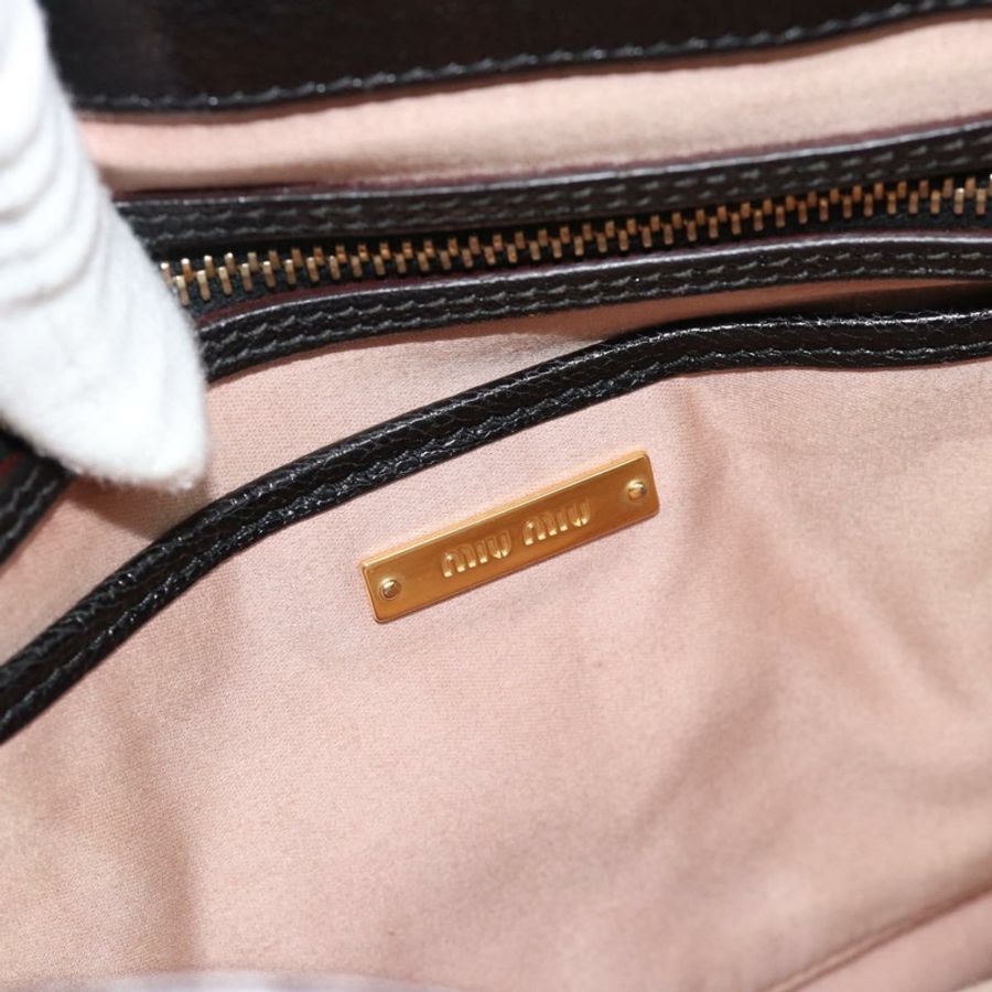 【日本直送】Miu Miu Madras 手提包 皮革 2way 黑色 金色 Auth 187556A-19