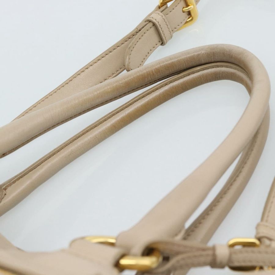【日本直送】PRADA 手提包 皮革 兩用 米色 金色 正品 186432A-13