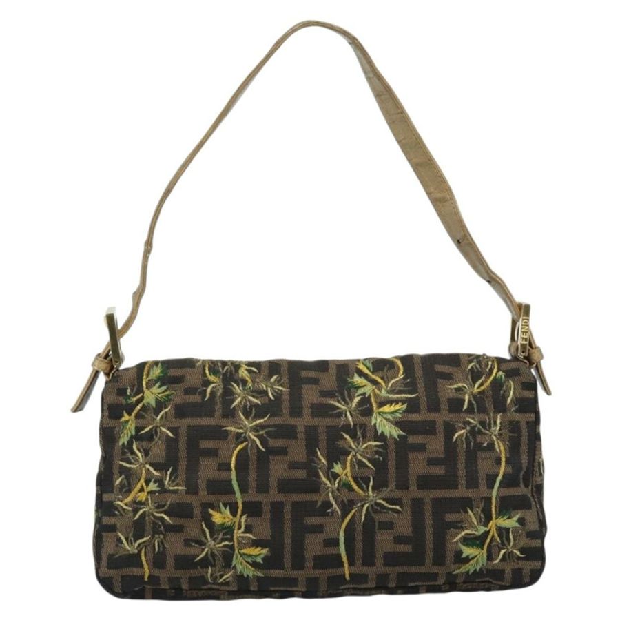 【日本直送】FENDI Zucca帆布Mamma Baguette單肩包 黑色 金 棕色 正品 187451SM-1