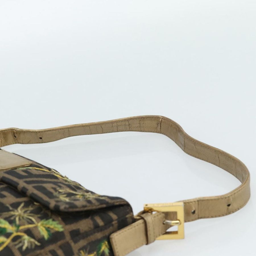 【日本直送】FENDI Zucca帆布Mamma Baguette單肩包 黑色 金 棕色 正品 187451SM-7