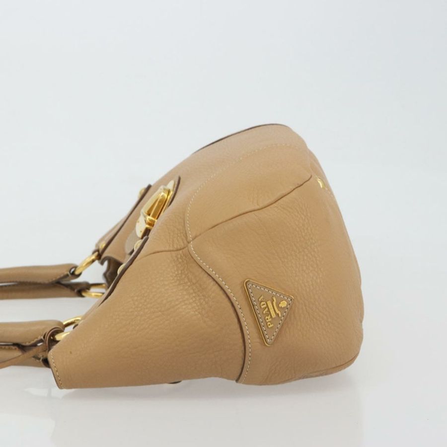 【日本直送】PRADA 手提包 皮革 棕色 金色 正品 BA13540A-4