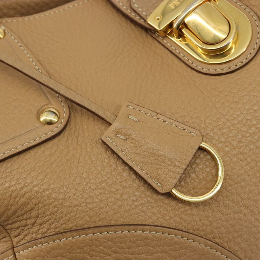【日本直送】PRADA 手提包 皮革 棕色 金色 正品 BA13540A-8
