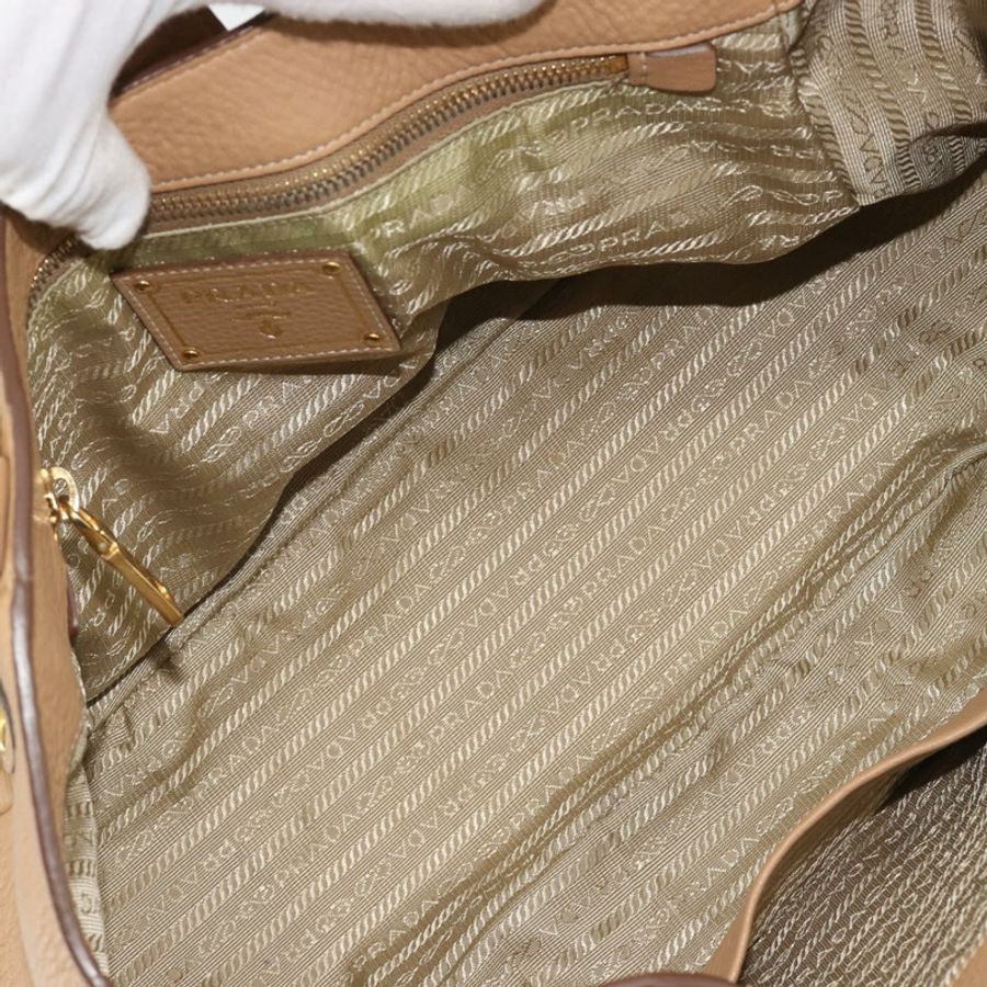 【日本直送】PRADA 手提包 皮革 棕色 金色 正品 BA13540A-9