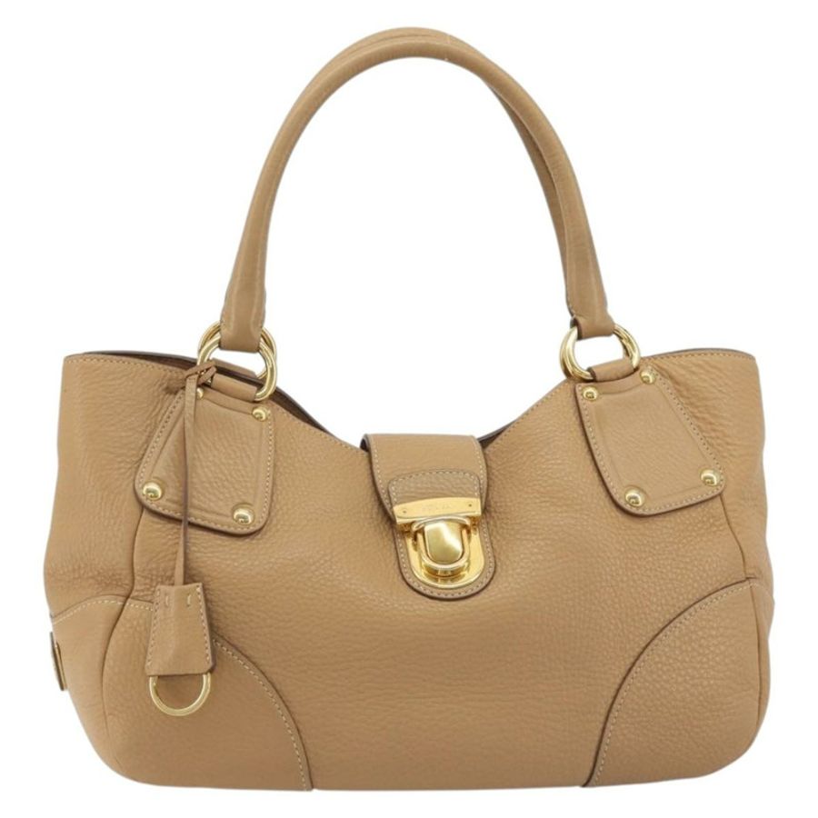 【日本直送】PRADA 手提包 皮革 棕色 金色 正品 BA13540A-12