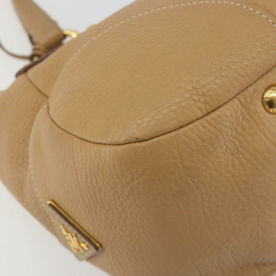 【日本直送】PRADA 手提包 皮革 棕色 金色 正品 BA13540A-15