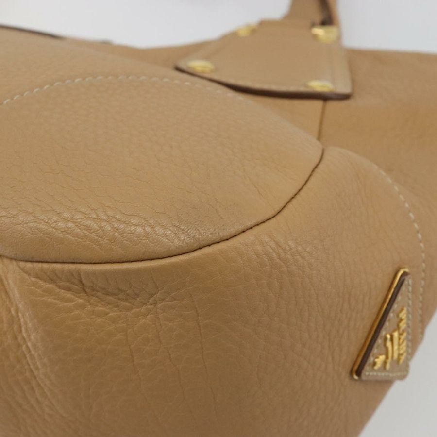 【日本直送】PRADA 手提包 皮革 棕色 金色 正品 BA13540A-16
