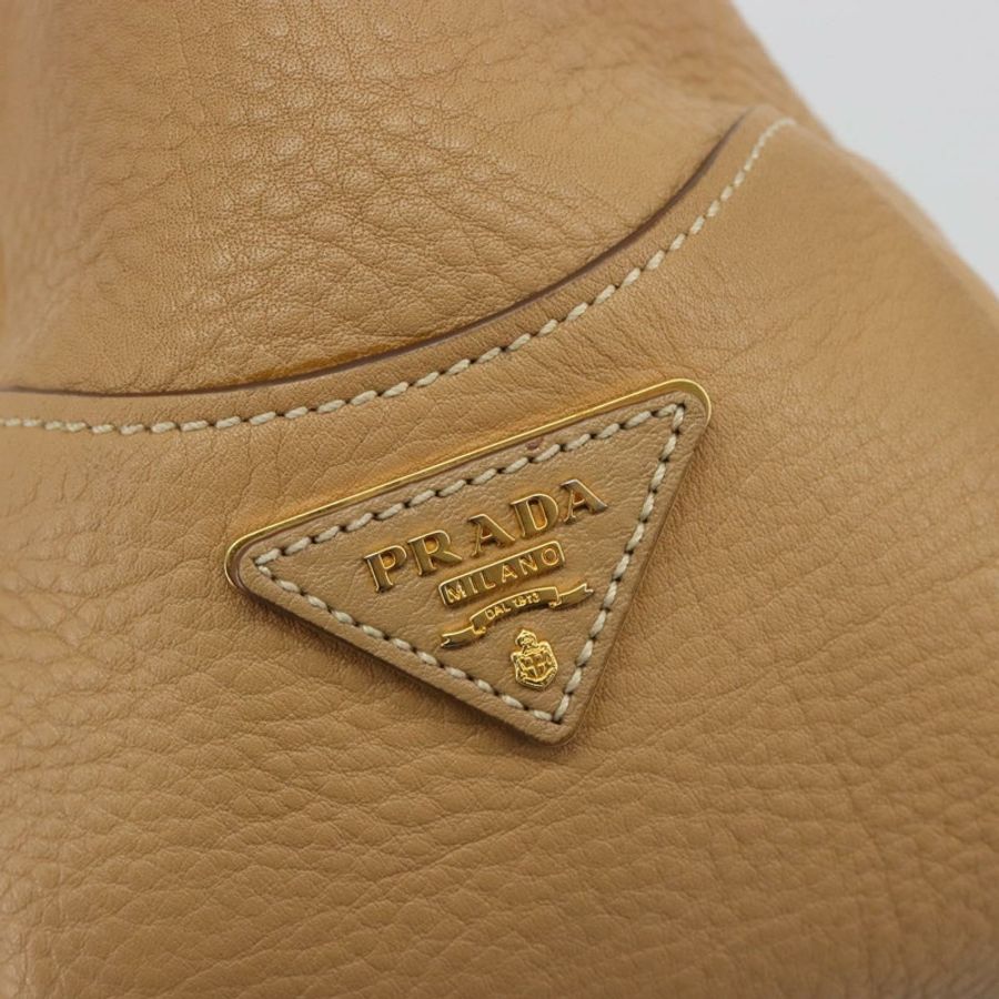 【日本直送】PRADA 手提包 皮革 棕色 金色 正品 BA13540A-18