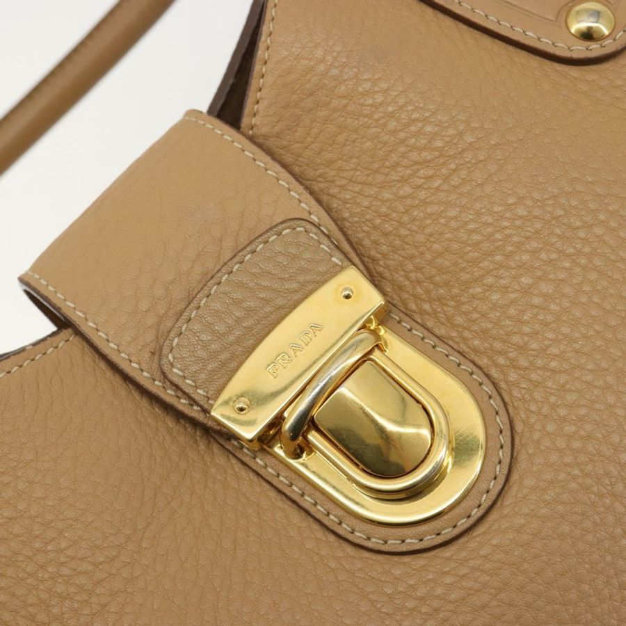 【日本直送】PRADA 手提包 皮革 棕色 金色 正品 BA13540A-19
