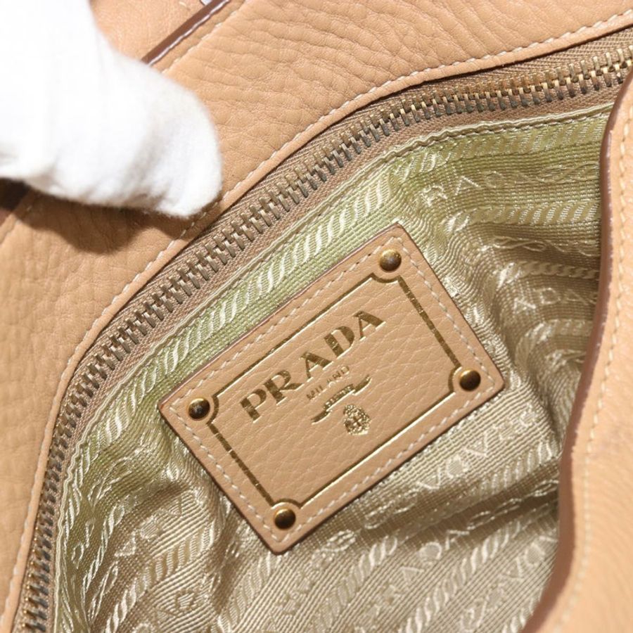 【日本直送】PRADA 手提包 皮革 棕色 金色 正品 BA13540A-20