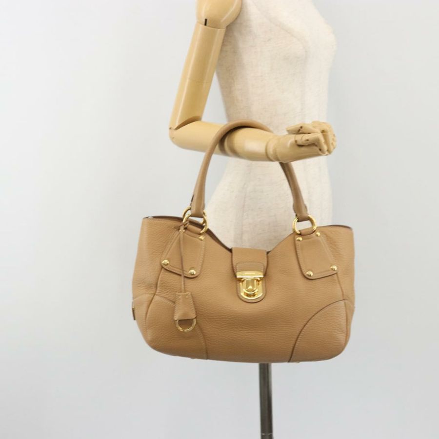 【日本直送】PRADA 手提包 皮革 棕色 金色 正品 BA13540A-26