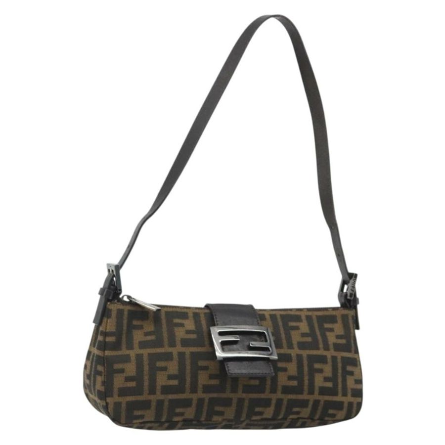 【日本直送】FENDI Zucca帆布Mamma Baguette單肩包 黑色 銀色 棕色 正品 187689SAM-0