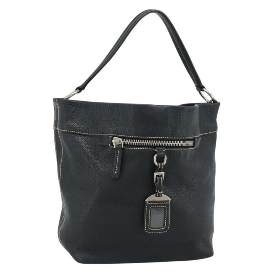 【日本直送】PRADA 黑色銀色皮革肩背包,正品編號 188461A-0