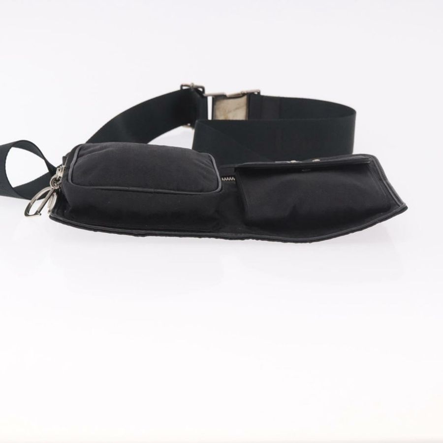 【日本直送】Christian Dior Trotter帆布腰包 黑色 銀色 正品 188383V-4