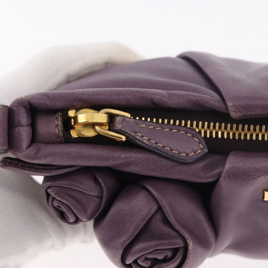 【日本直送】PRADA 紫色金色皮革配件包 Auth 189372A-9