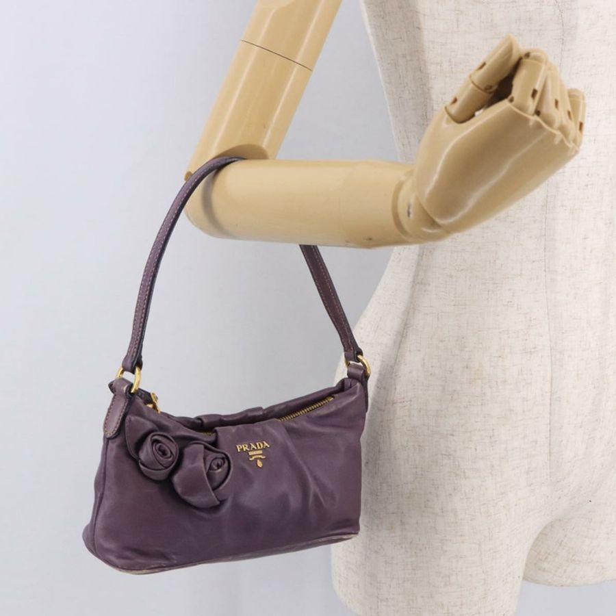 【日本直送】PRADA 紫色金色皮革配件包 Auth 189372A-20