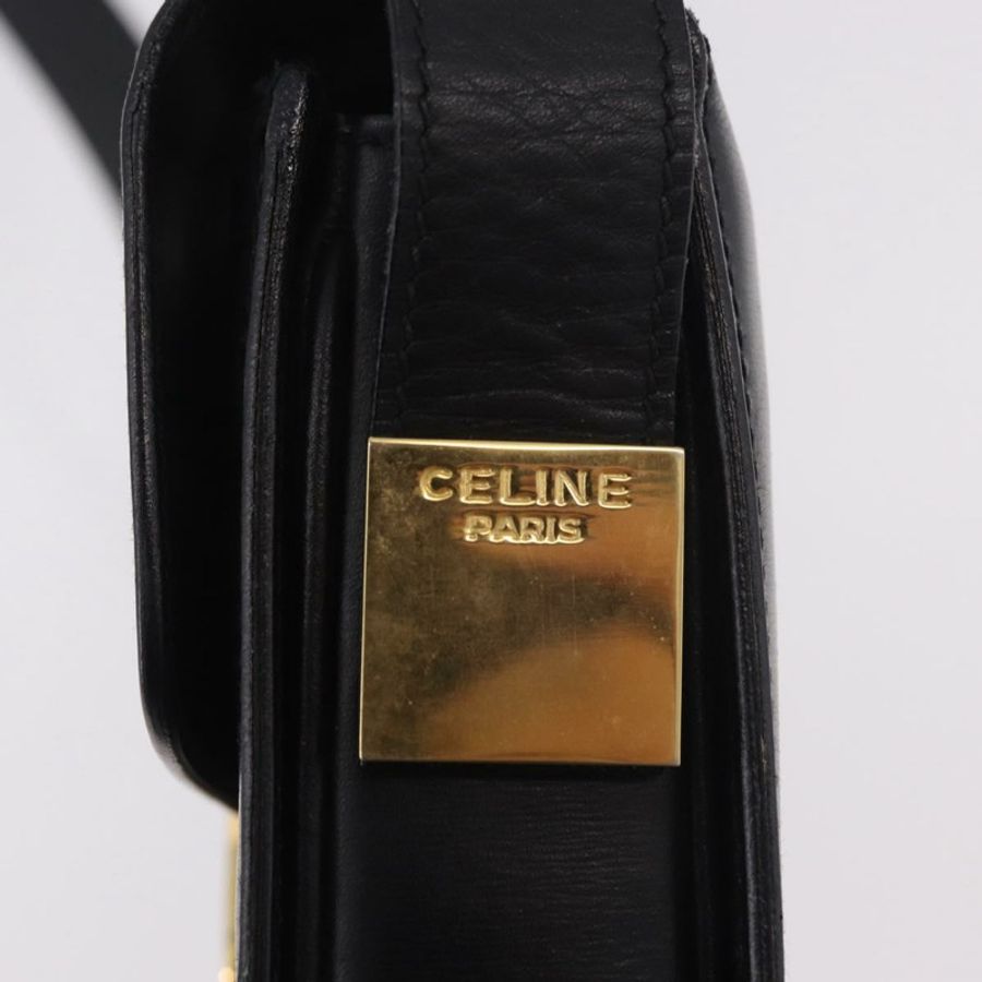 【日本直送】CELINE 圓背包,黑色皮革,金色,正品編號 189243A-9