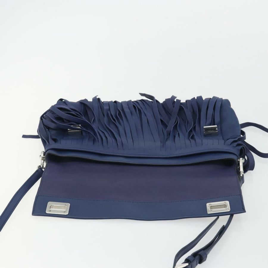 【日本直送】PRADA 皮革單背包 藍色 銀色 正品 189715A-9