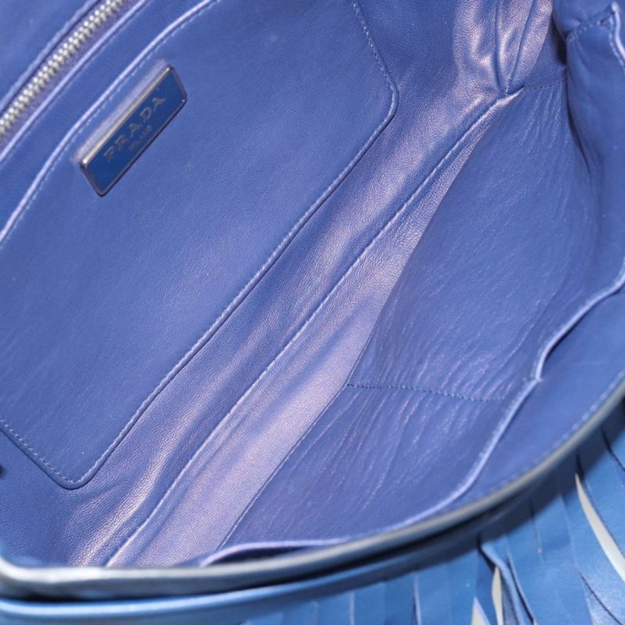 【日本直送】PRADA 皮革單背包 藍色 銀色 正品 189715A-10