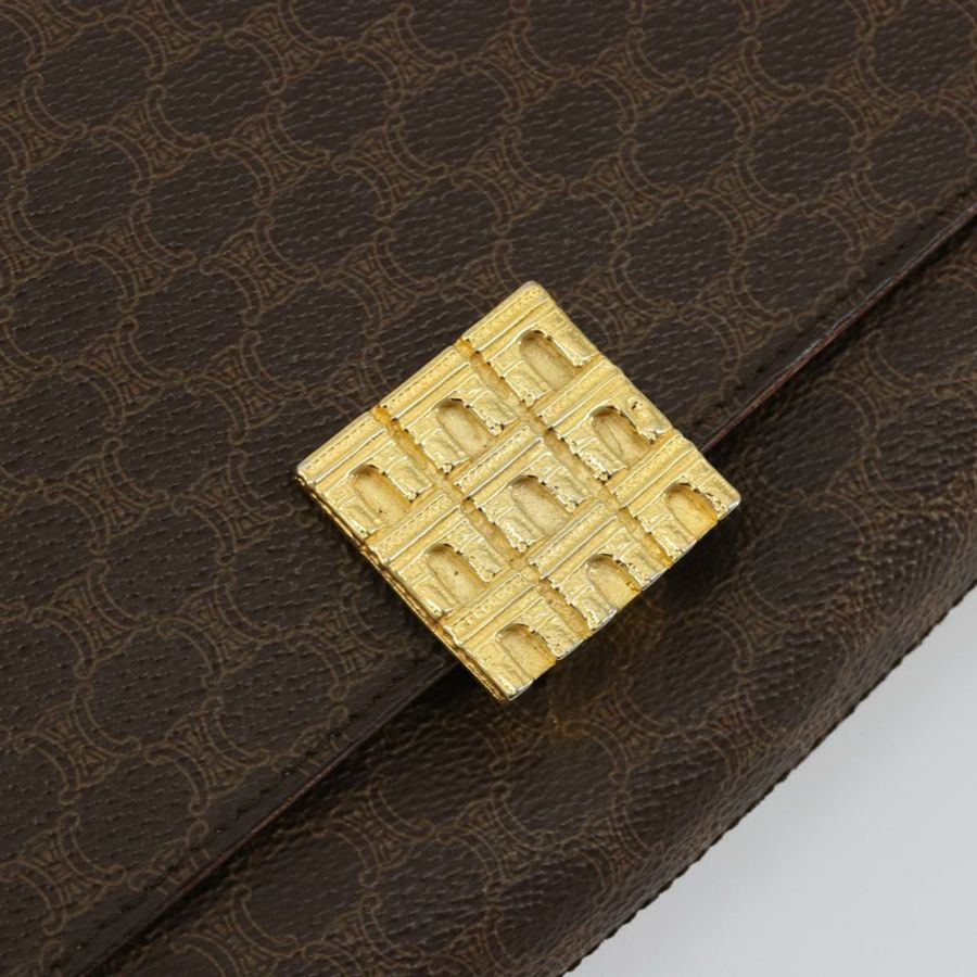 【日本直送】CELINE Macadam帆布肩背包 PVC皮革 棕色 金色 正品 189539A-16