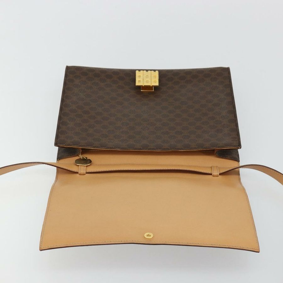 【日本直送】CELINE Macadam帆布肩背包 PVC皮革 棕色 金色 正品 189539A-17