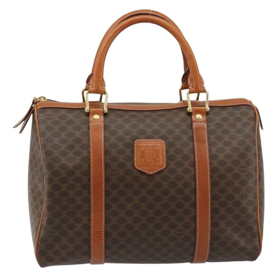 【日本直送】CELINE Macadam帆布波士頓包 PVC皮革 棕色 金色 正品 189503A-12